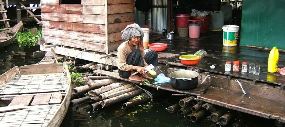 Rencontre lors de la visite du village de Kompong Khleang sur les rives du lac Tonlé Sap