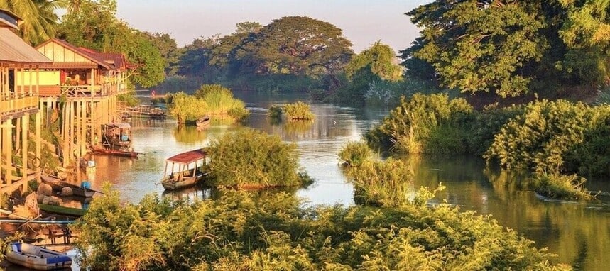 Bras de Mékong dans la région de Si Phan Don au Laos