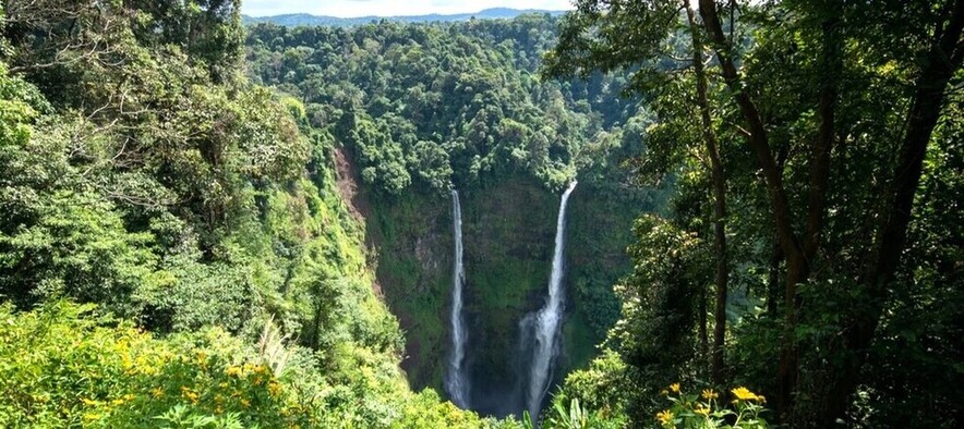 Les chutes de Taf Fane dans le plateau des Bolovens au sud du Laos