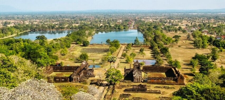 Panorama sur le sud du Laos après la visite du Vat Phou à Champassak